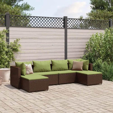vidaXL Patio Lounge Set Brown PE rattan, powder-coated steel, polyester - Estalios